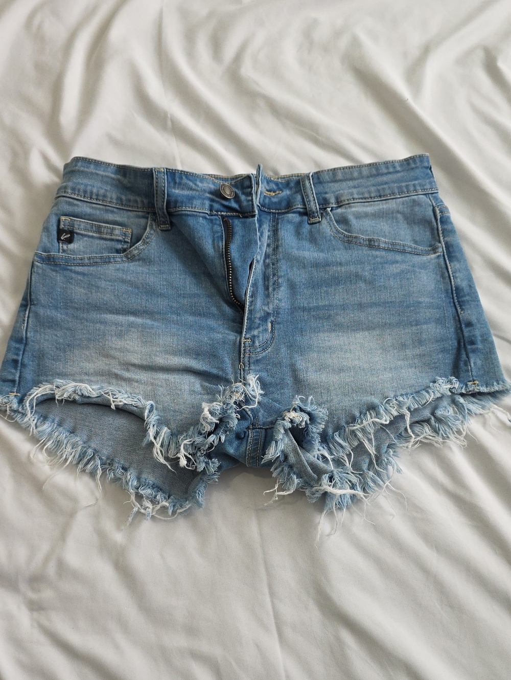 KanCan Light Wash Distressed Denim Shorts